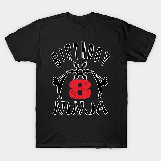 Kids Ninja 8th B-Day Gifts for Boys And Girls T-Shirt by Grabitees